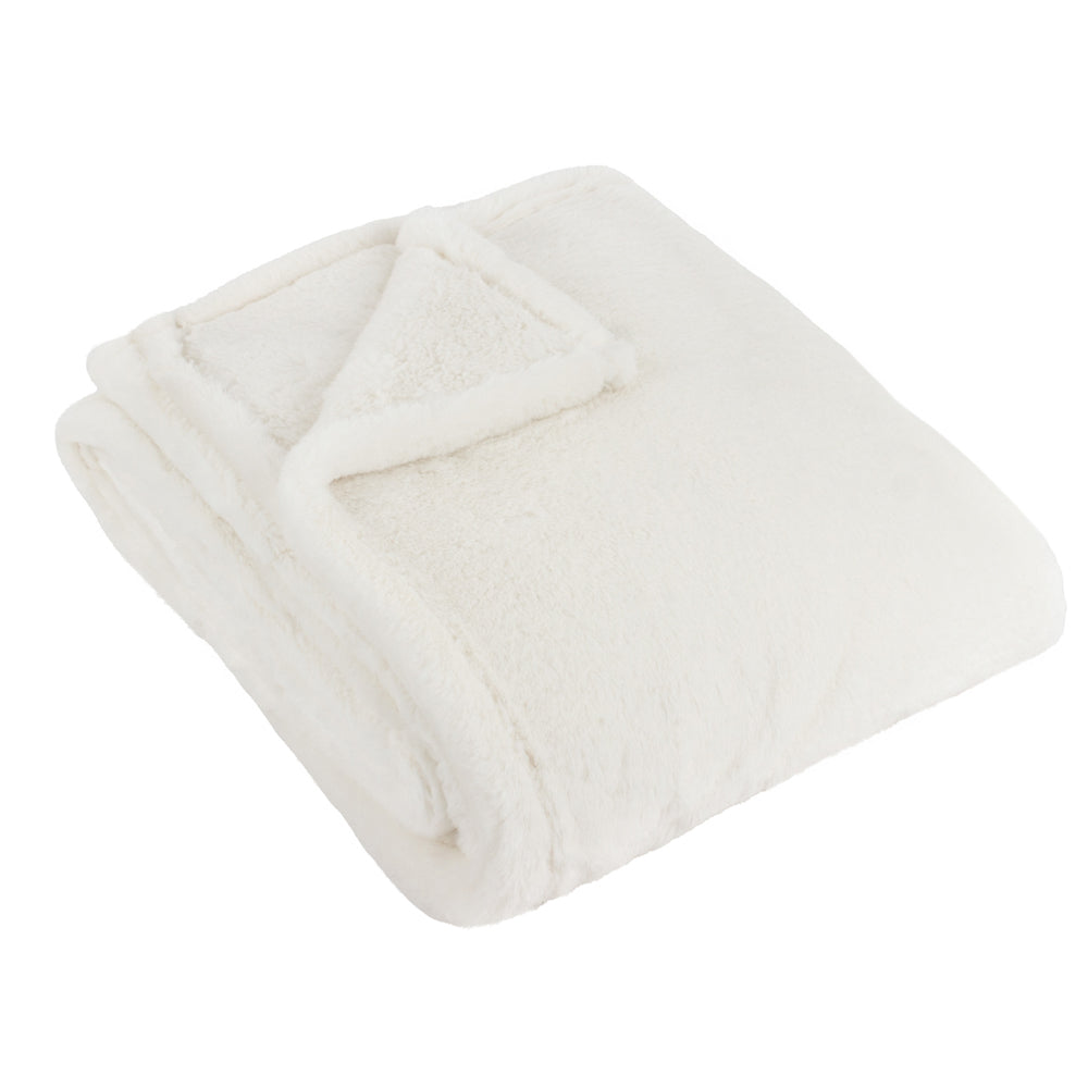 Kallu Double-Sided Faux-Fur Throw Ecru