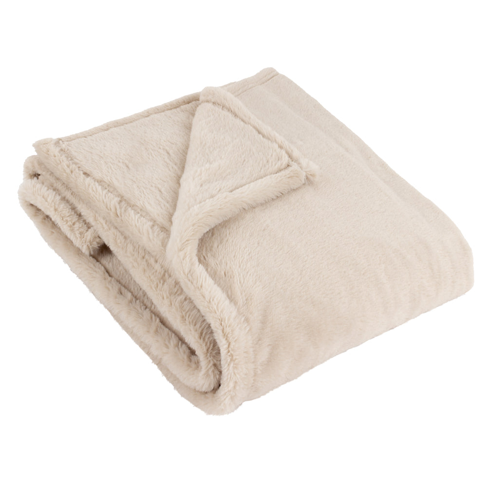 Kallu Double-Sided Faux-Fur Throw Natural