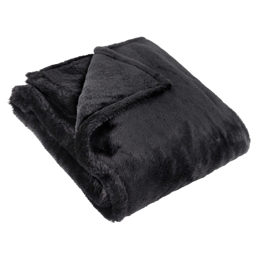 Kallu Double-Sided Faux-Fur Throw Black