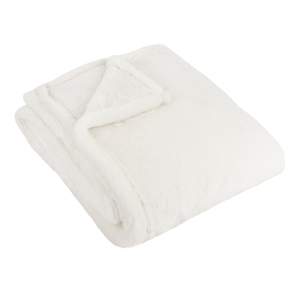 Kallu Double-Sided Faux-Fur Throw Ecru