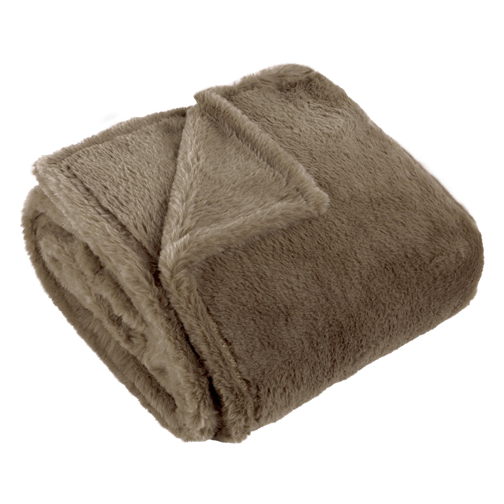 Kallu Double-Sided Faux-Fur Throw Mocha