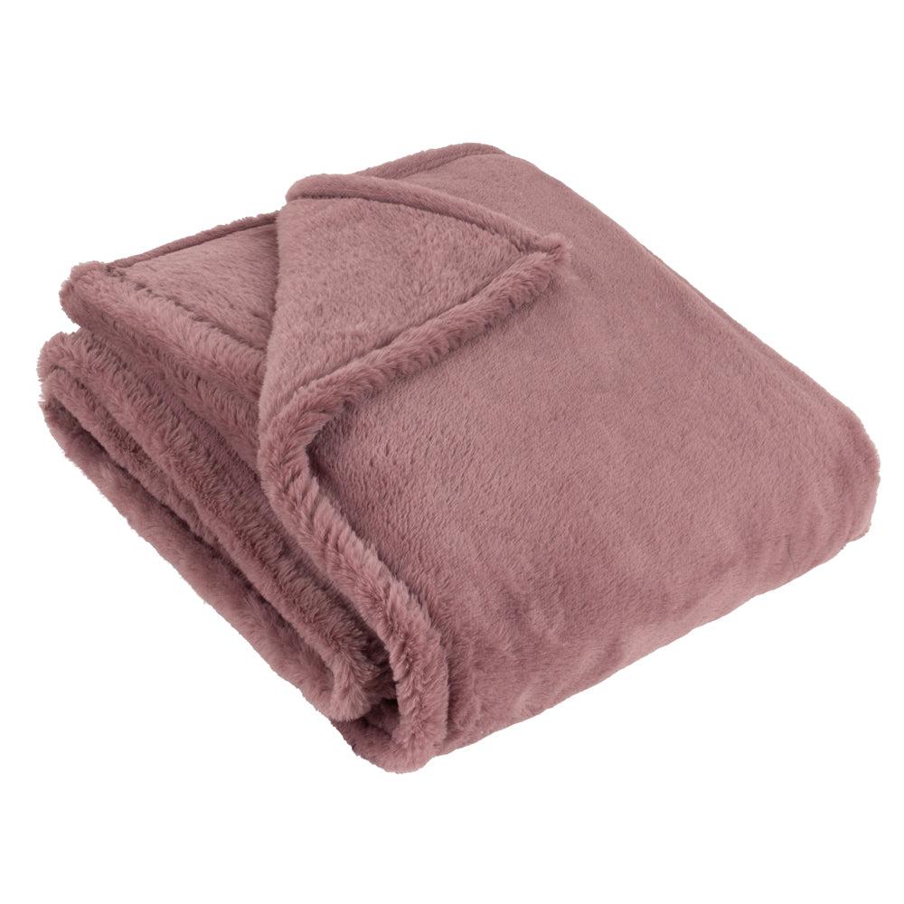 Kallu Double-Sided Faux-Fur Throw Mulberry