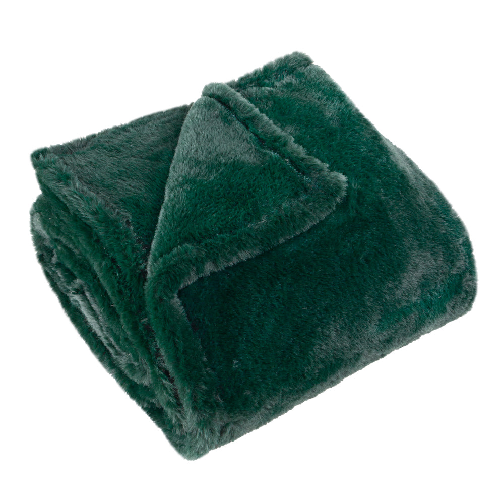 Kallu Double-Sided Faux-Fur Throw Needle Green