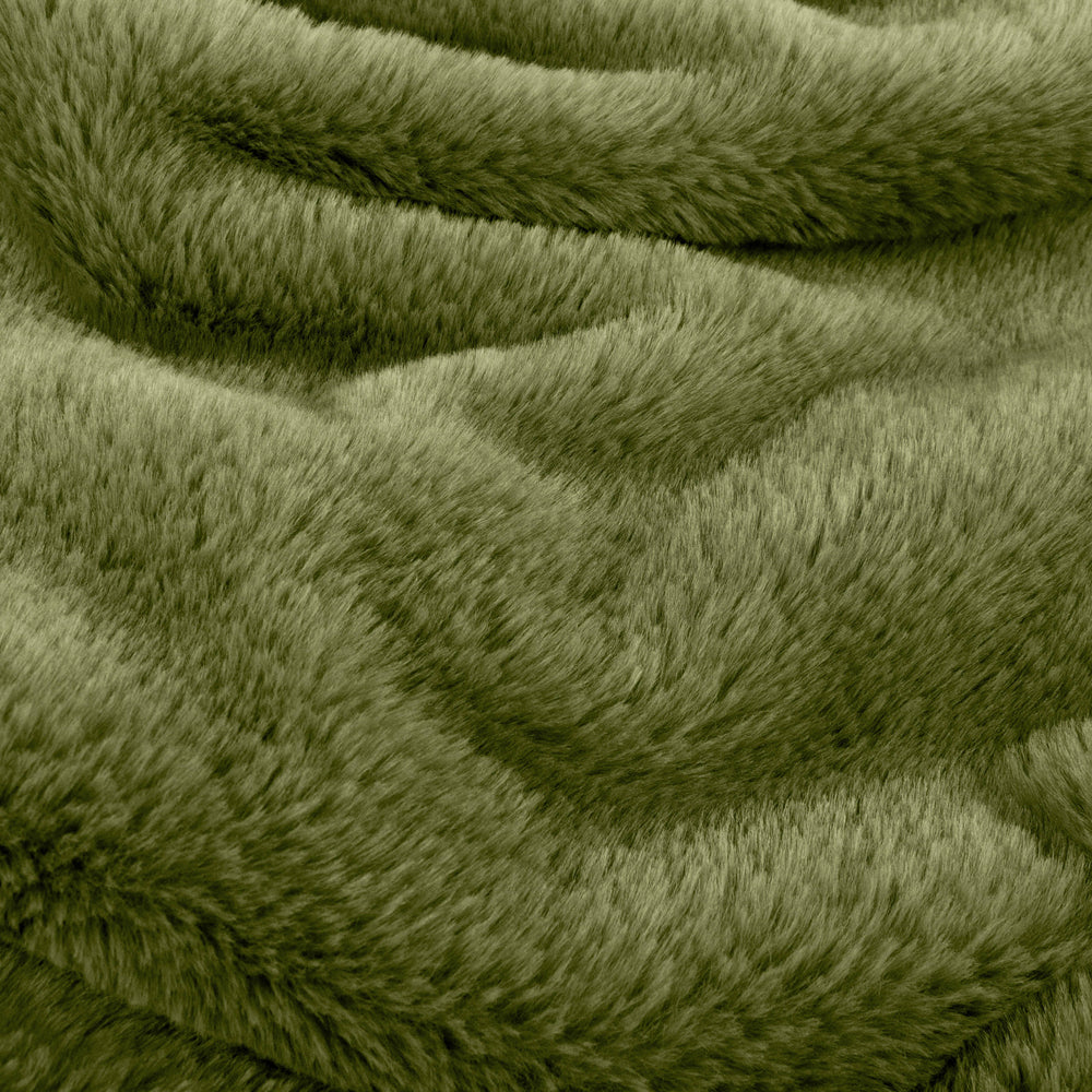 Kallu Double-Sided Faux-Fur Throw Olive