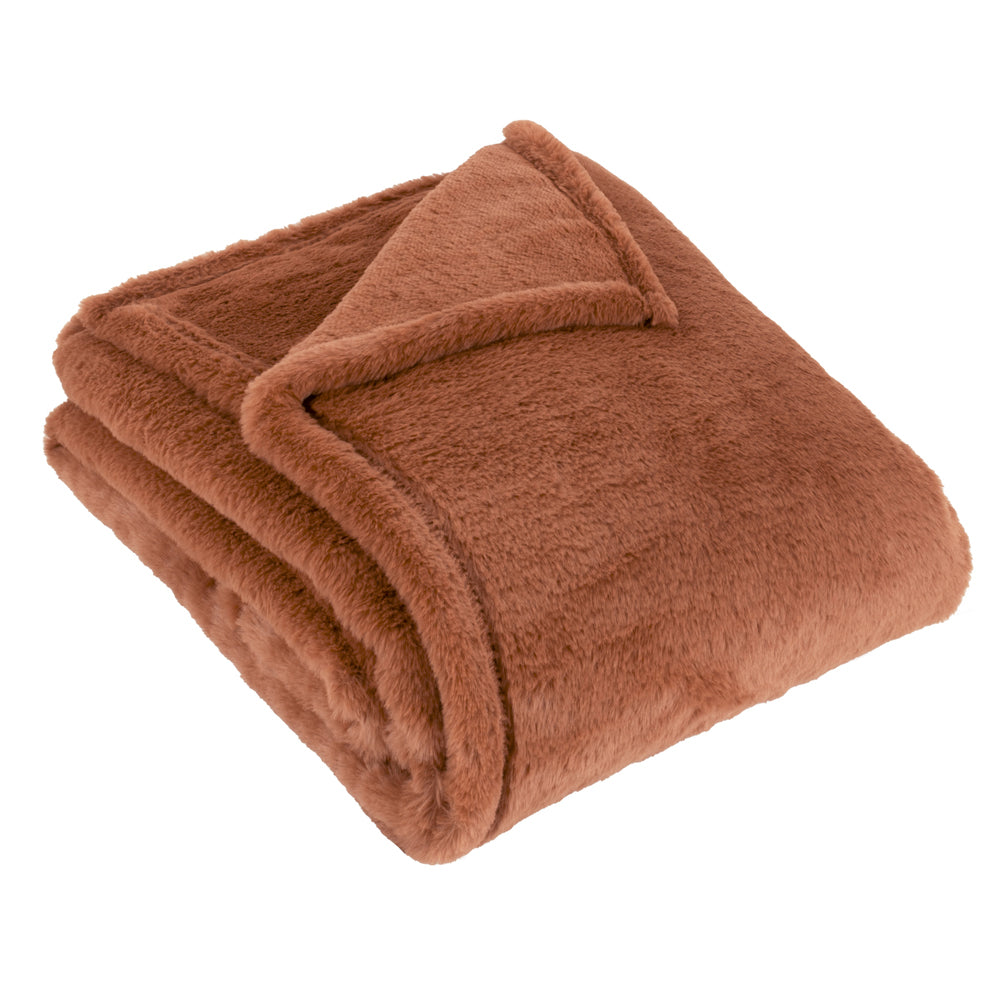 Kallu Double-Sided Faux-Fur Throw Rust