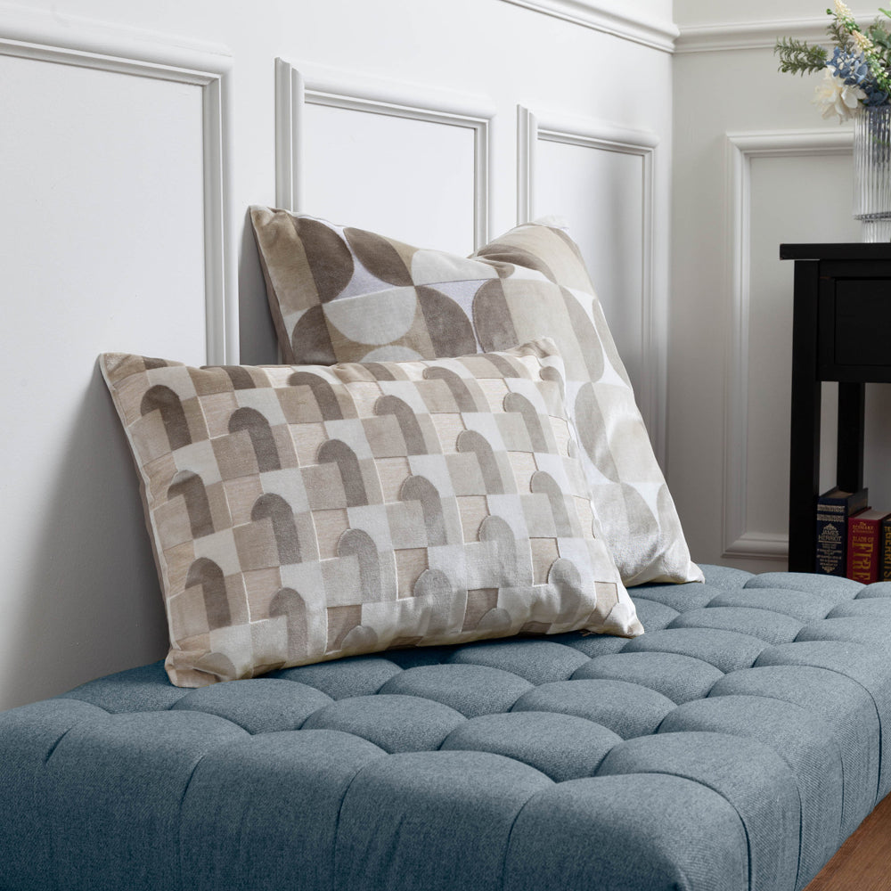 Keela Cut Velvet Cushion Natural