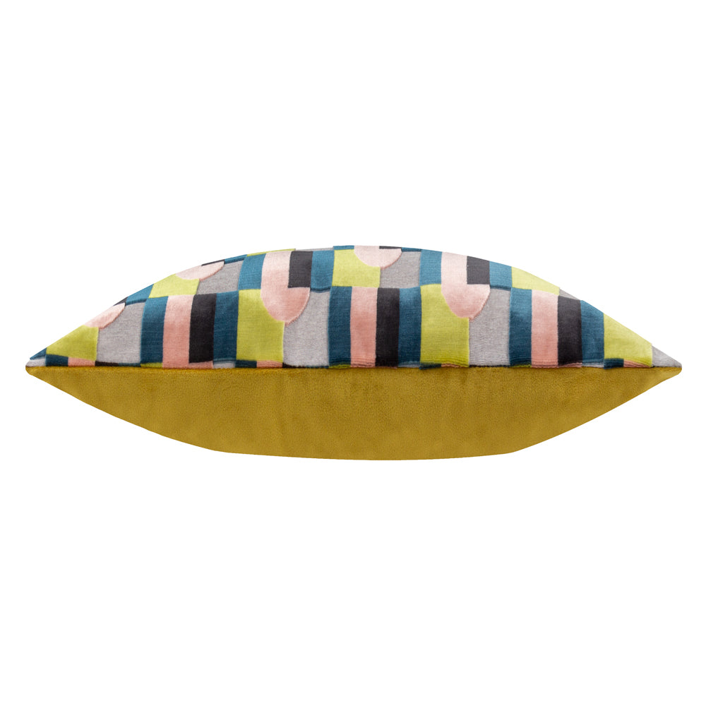 Keela Cut Velvet Cushion Pink/Avo Green