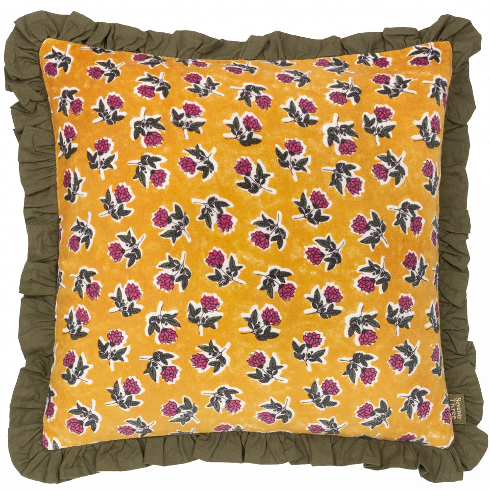 Kemble Printed Cushion Gold/Hunter Green