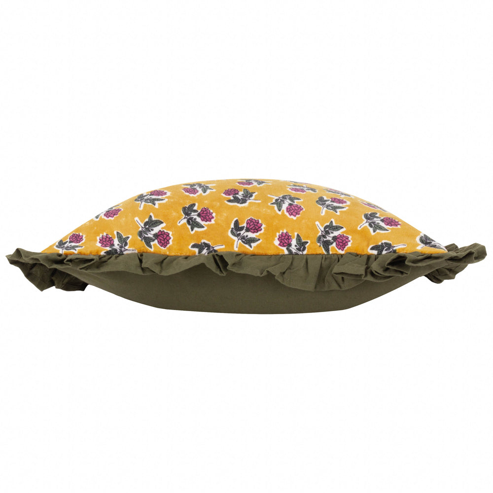 Kemble Printed Cushion Gold/Hunter Green