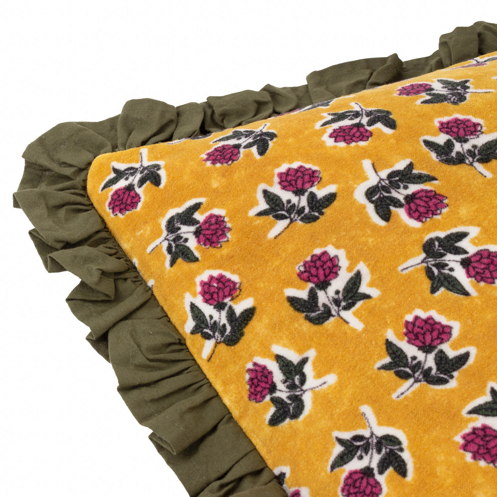 Kemble Printed Cushion Gold/Hunter Green