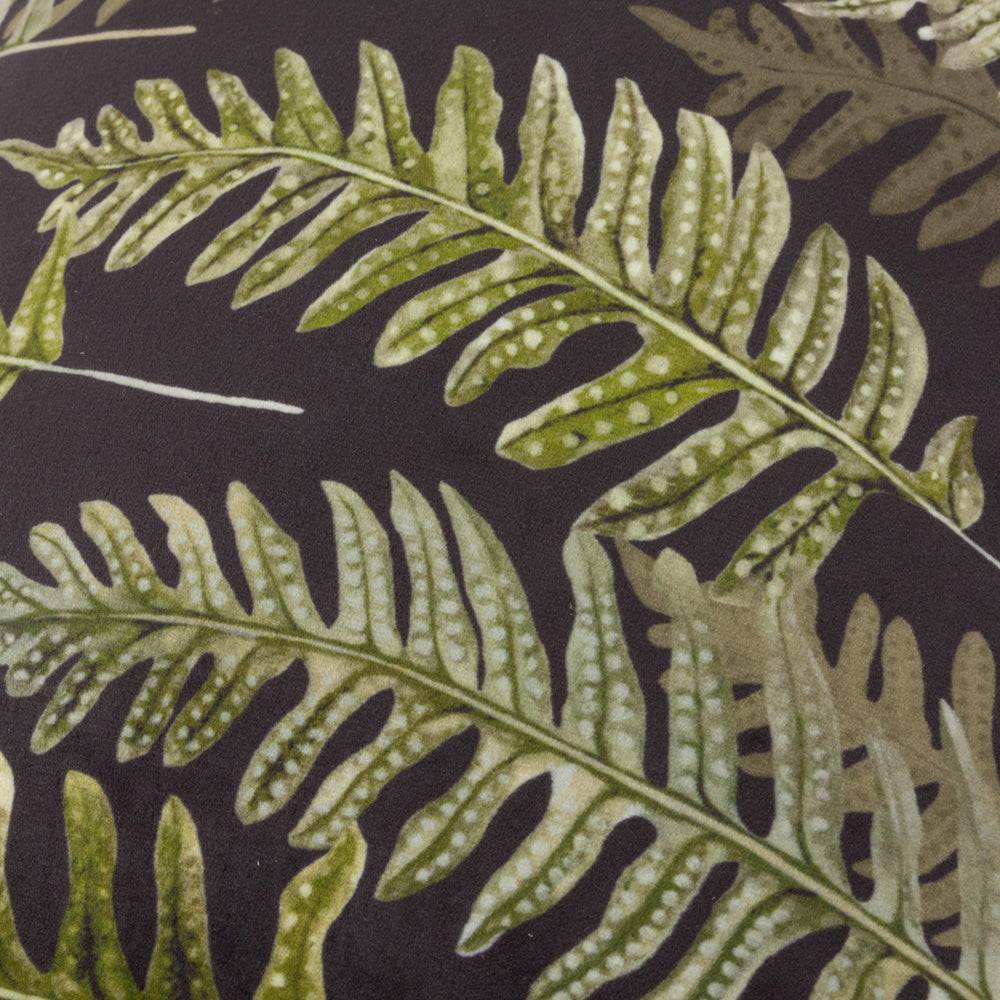Kielder Forest Fern Night Printed Velvet Cushion Black