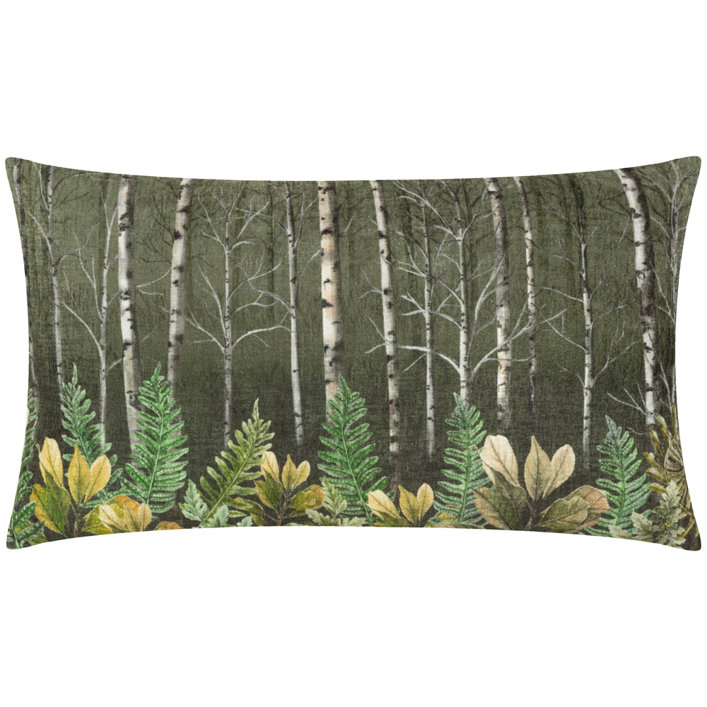 Kielder Forest Green Haldon Printed Velvet Cushion Cover | Khaki