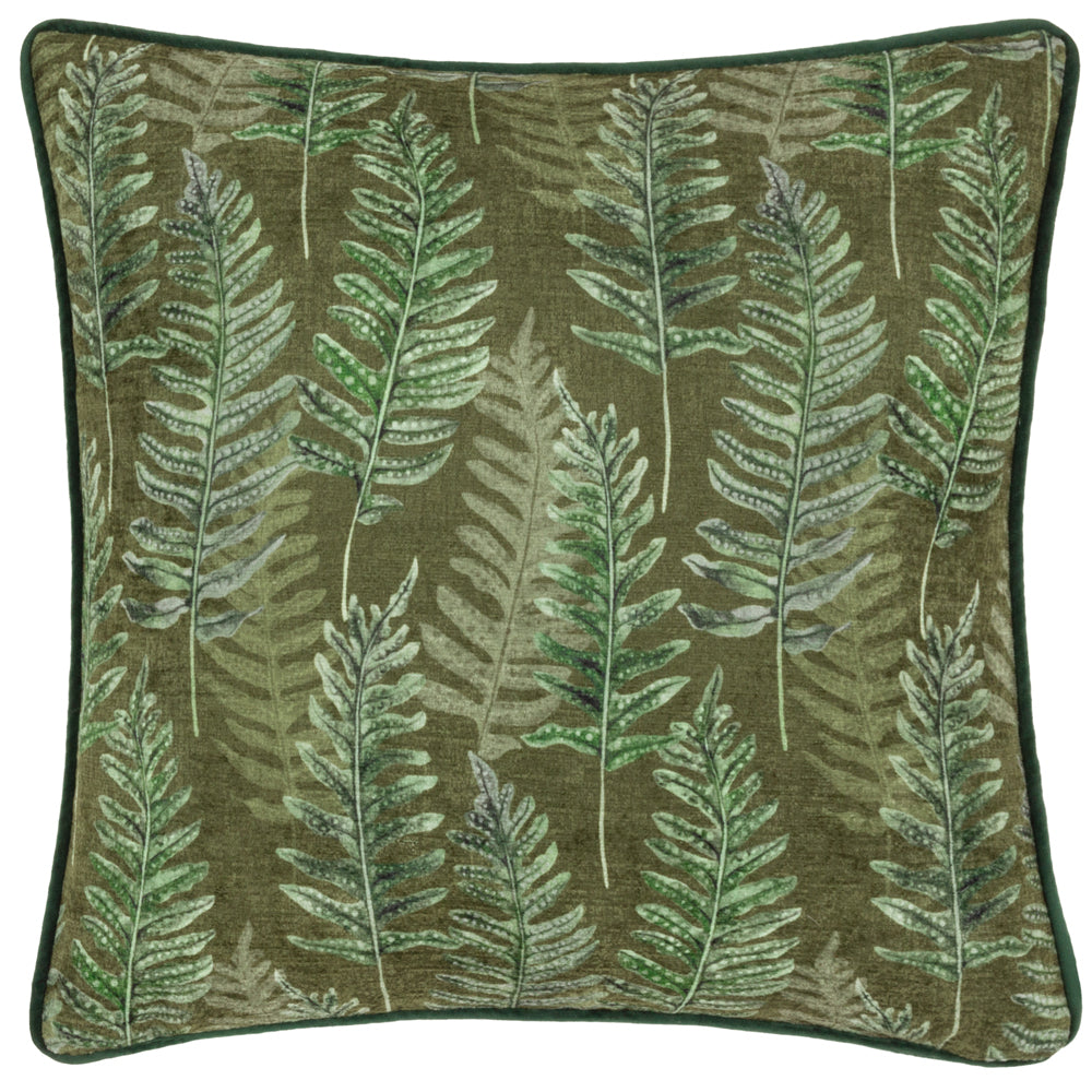 Kielder Forest Printed Velvet Cushion Kahki