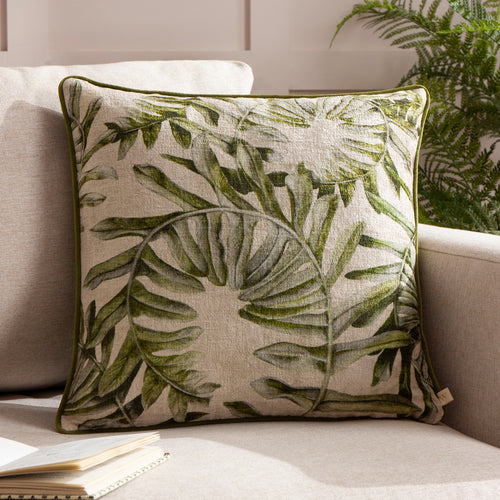 Woodland Cream Cushions - Kielder Forest Sherwood Printed Velvet Cushion Cover Cream Wylder