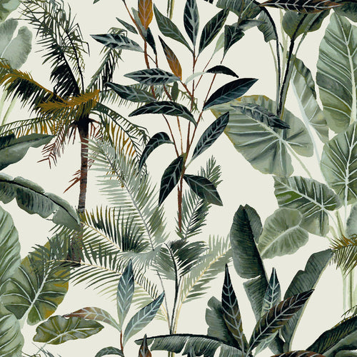 Floral Green M2M - Kibale Leaves Jungle Green Fabric Sample Evans Lichfield