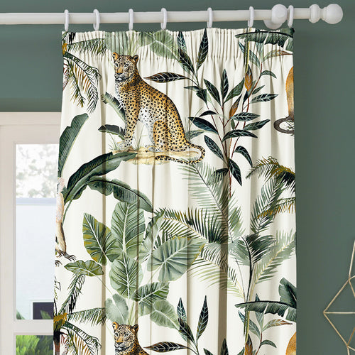 Floral Green M2M - Kibale Animals Neutral Made to Measure Curtains Evans Lichfield
