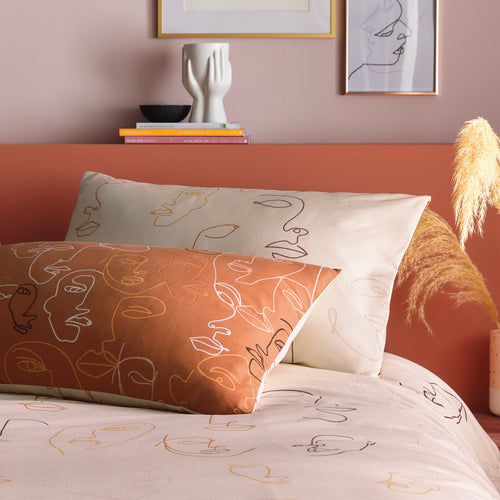 Abstract Orange Bedding - Kindred  Abstract Faces Duvet Cover Set Apricot furn.