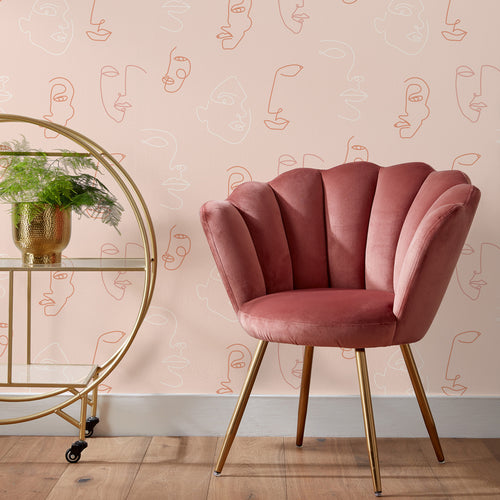 Abstract Pink Wallpaper - Kindred  Wallpaper Sample Blush Pink furn.