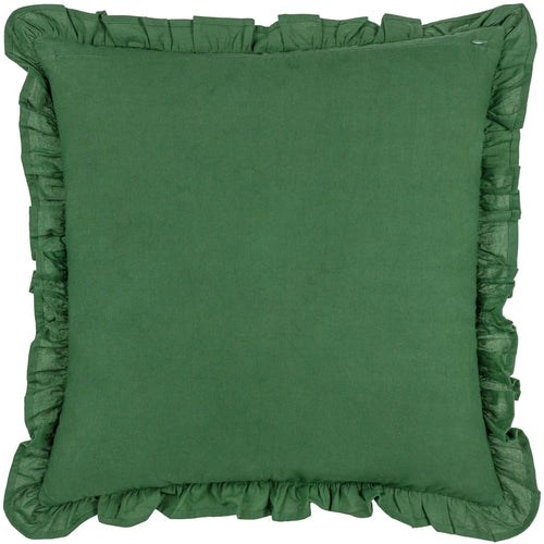 Floral Green Cushions - Kirkton Floral Pleat Fringe Cushion Cover Bottle Green Paoletti