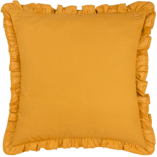 Floral Yellow Cushions - Kirkton Floral Pleat Fringe Cushion Cover Ochre Paoletti