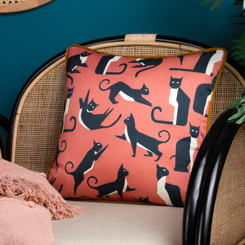 furn. Kitta Geo Cats Cushion Cover in Pink Watermelon