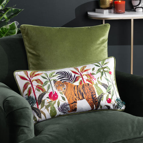 WWW.THROWPILLOW.IN Neutral Tropical Floral Sofa Cover Tassels