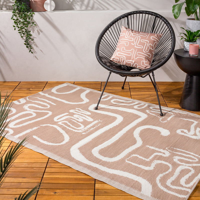 Abstract Beige Rugs - Klay 120x180cm Outdoor 100% Recycled Rug Natural furn.