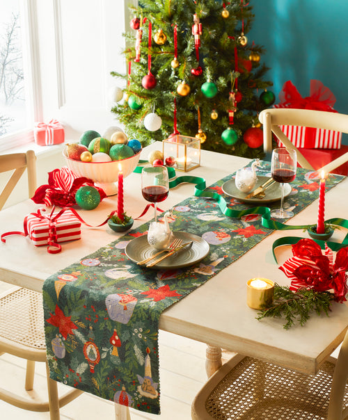 Abstract Green Accessories - Deck The Halls Digitally Printed Table Runner + Placemat Green furn.