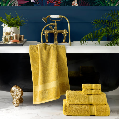 Plain Yellow Bathroom - Cleopatra Egyptian Cotton Towels Ochre Paoletti