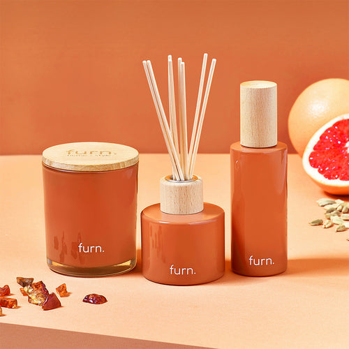 furn. Wildlings Amber, Cinnamon + Mandarin Scented Home Fragrance Gift Set in Warm Sienna
