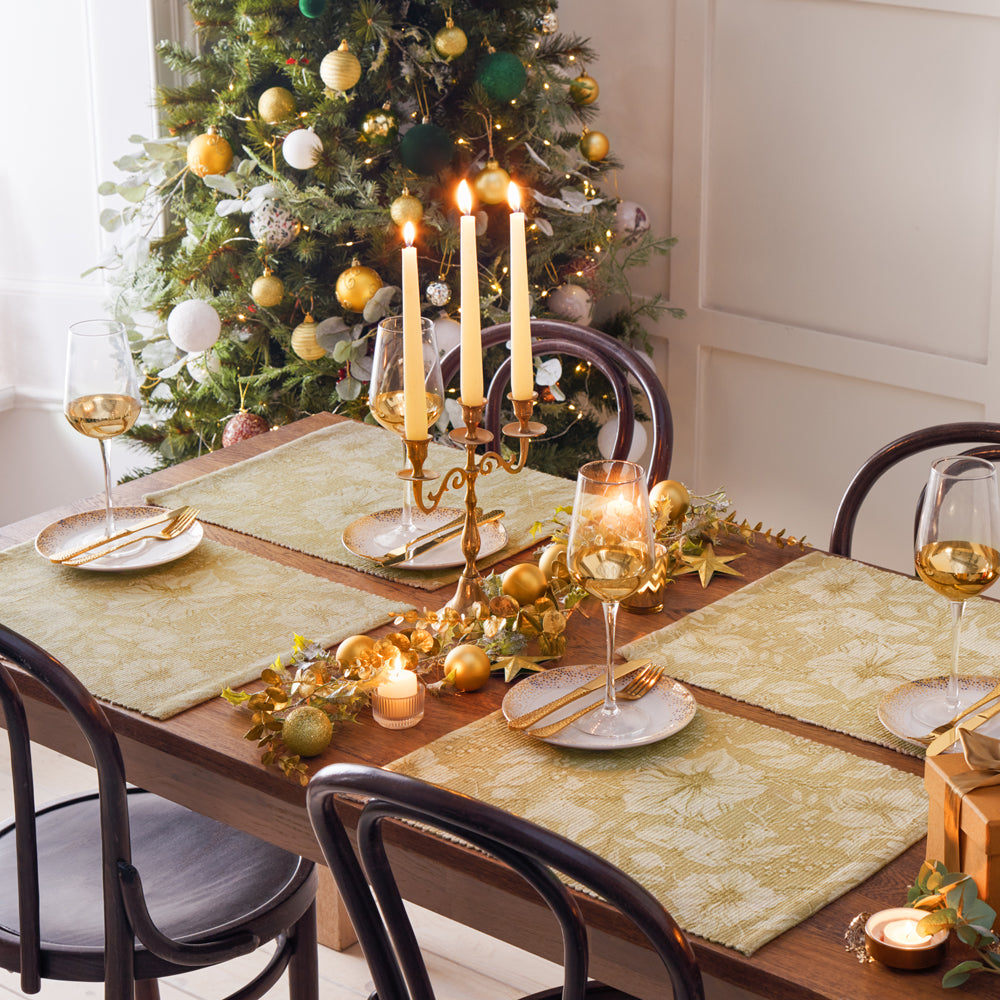 Gold Stag Digitally Printed Table Runner + Placemat Gold