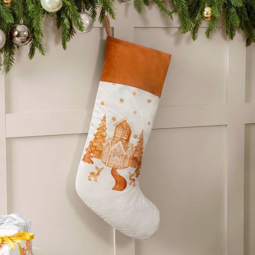 Gretel Printed Velvet Xmas Stocking + Sack Cloud Dust/Ginger