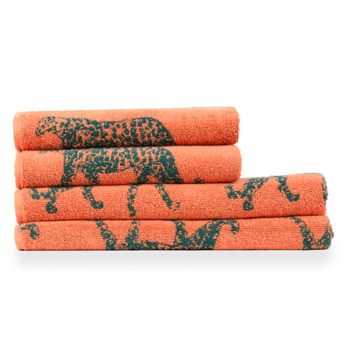 Animal Orange Bathroom - Leopard Animal Jacquard Towels Orange furn.