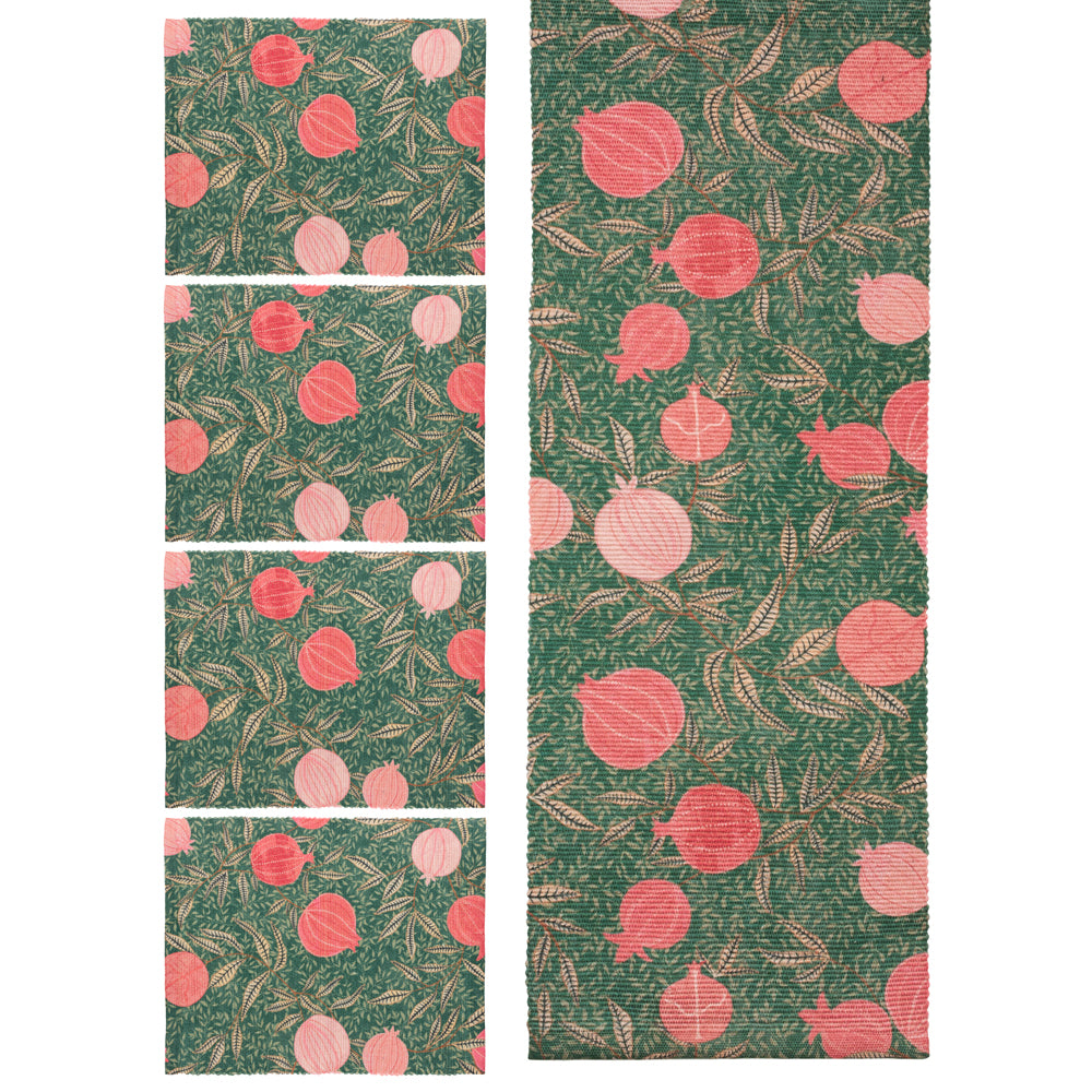 Pomegranate Trending Table Runner + Placemat Green