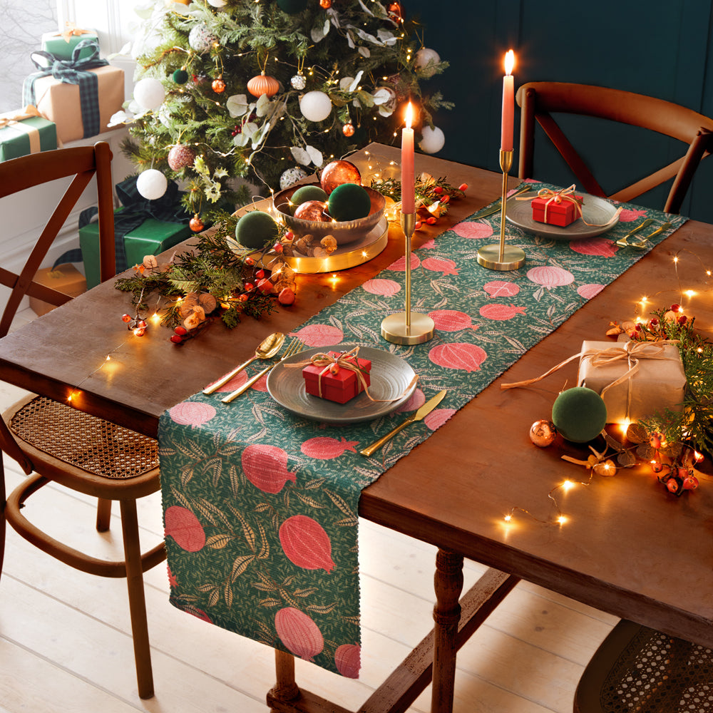Pomegranate Trending Table Runner + Placemat Green