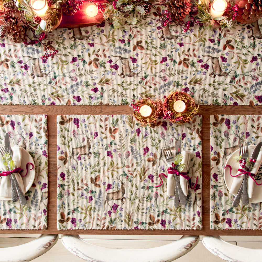 Animal Red Accessories - Reindeer Digitally Printed Table Runner + Placemat Berry Evans Lichfield