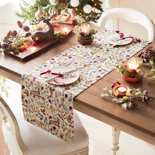 Animal Red Accessories - Reindeer Digitally Printed Table Runner + Placemat Berry Evans Lichfield