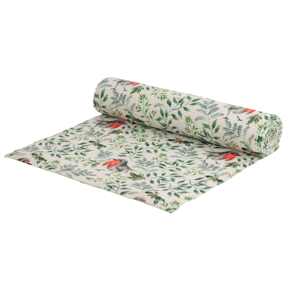 Robin Digitally Printed Table Runner + Placemat Green