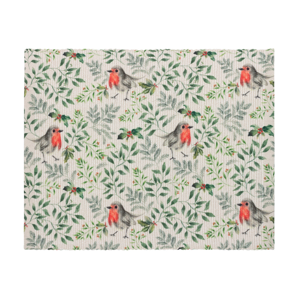 Robin Digitally Printed Table Runner + Placemat Green