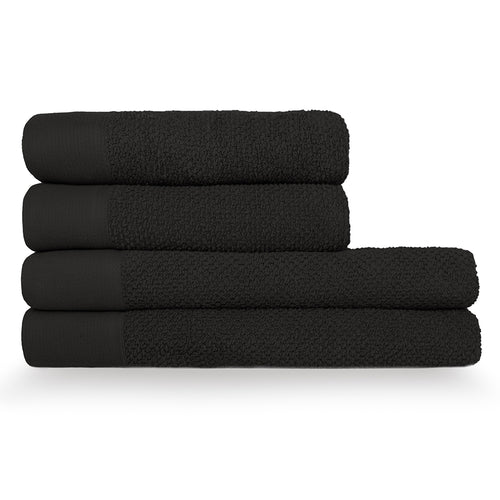 Plain Black Bathroom - Textured Weave Towels Black furn.