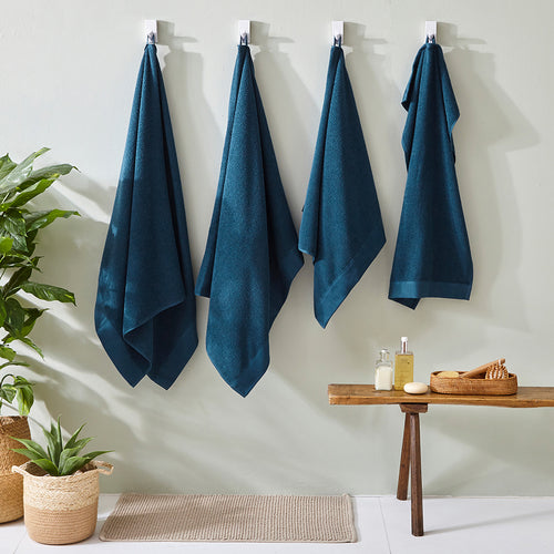 Plain Blue Bathroom - Textured Weave Towels Blue furn.