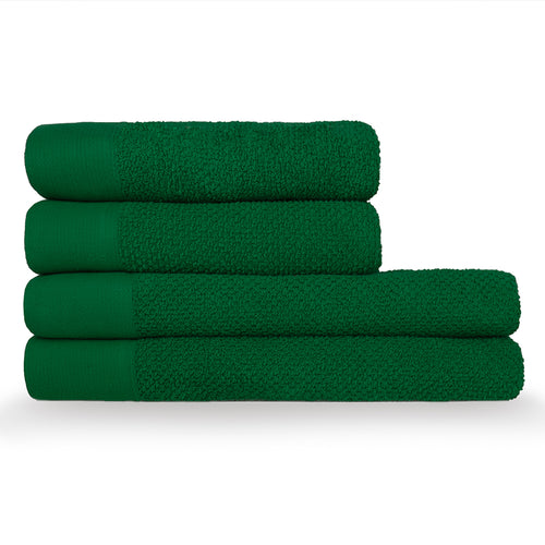 Plain Green Bathroom - Textured Weave Towels Dark Green furn.