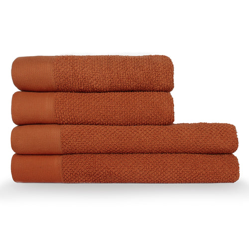Plain Red Bathroom - Textured Weave Towels Pecan furn.