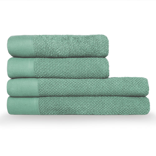 Plain Green Bathroom - Textured Weave Towels Smoke Green furn.