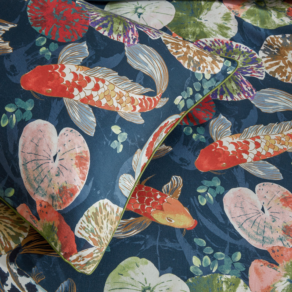 Koi Pond Reversible Duvet Cover Set Midnight