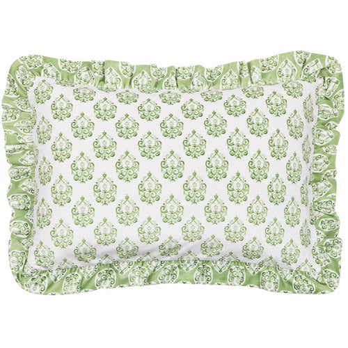 Global Green Cushions - Krissa Block Printed Velvet Cushion Cover Green furn.