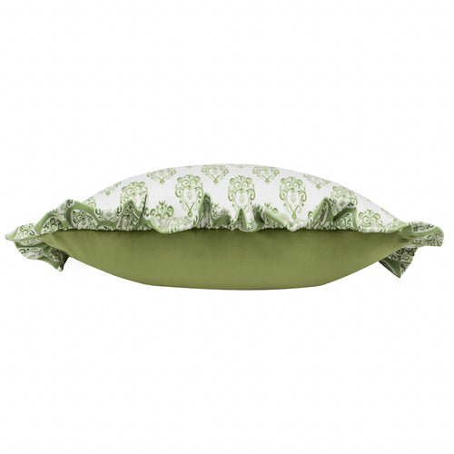 Global Green Cushions - Krissa Block Printed Velvet Cushion Cover Green furn.