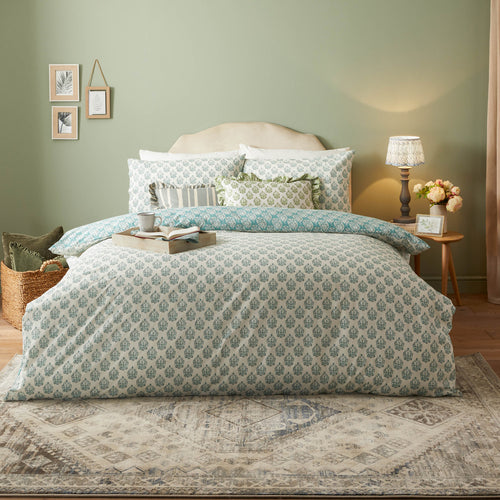 Global Blue Bedding - Krissa Block Printed Duvet Cover Set Blue furn.