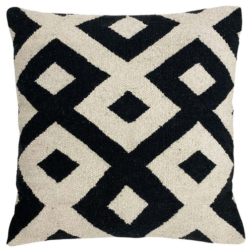 Geometric Black Cushions - Kush Woven Geometric Cushion Cover Mono Yard