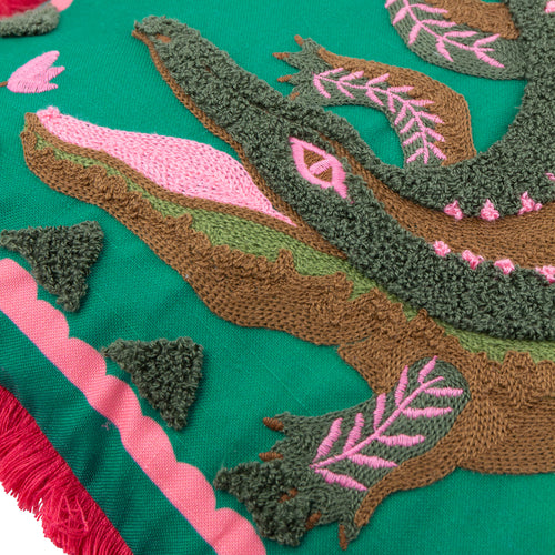 Les Animaux Croc Monsieur Tufted Cushion Teal